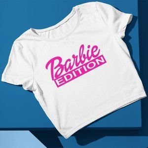🆕Barbie Edition White Fitted Crop Top Tee Shirt